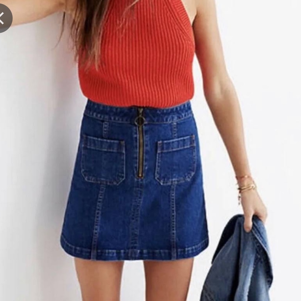Madewell Denim Mini Skirt Front Zipper